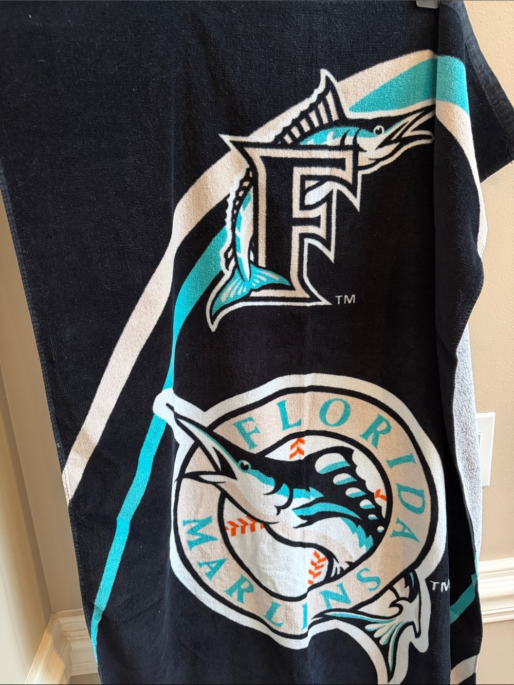 Florida Marlins Beach Towel Black & Teal Graphic